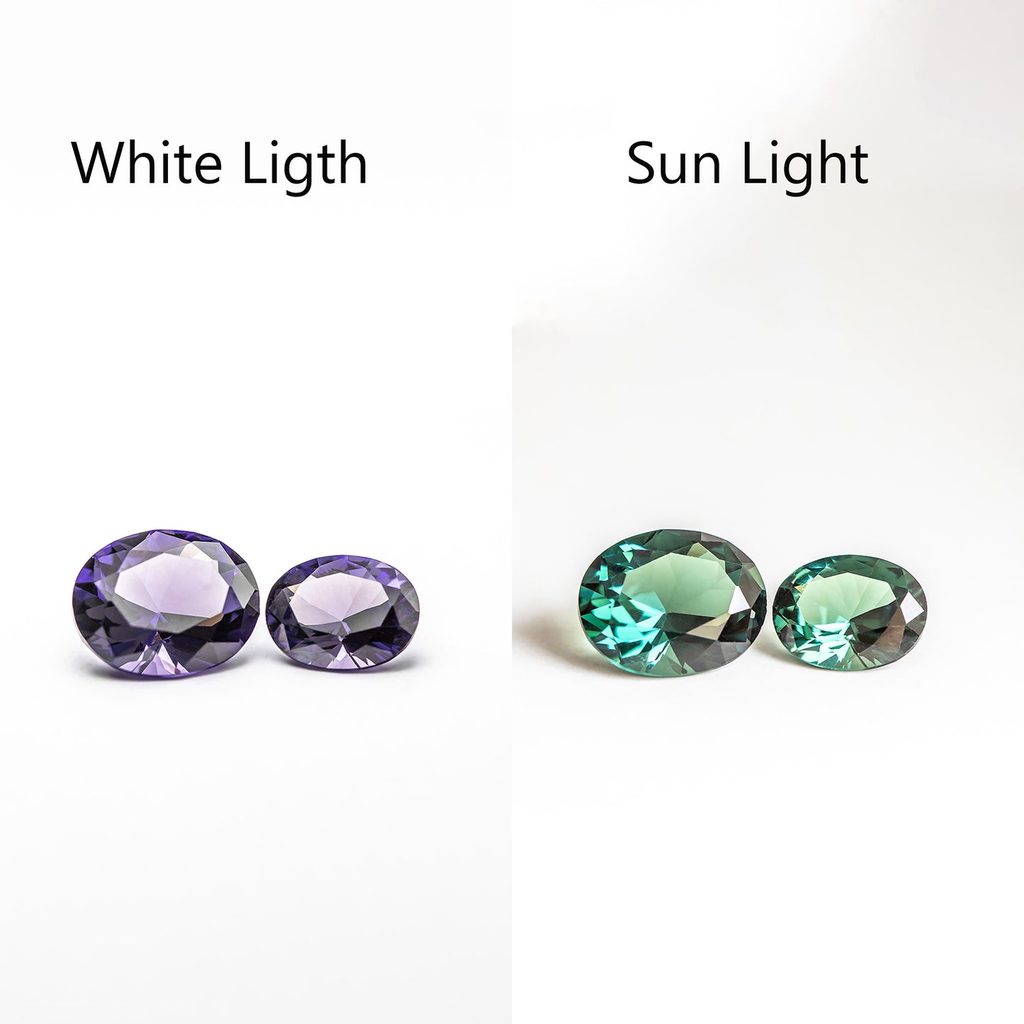 Nanosital #E-156 Alexandrite Color change Oval 12*10 mm, 11*9 mm, 10*8 mm, 9*7 mm