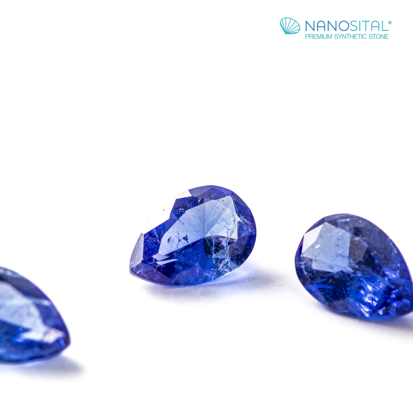 Nanosital #Z-597 Blue Sapphire with inclusions Pear 10*7 mm
