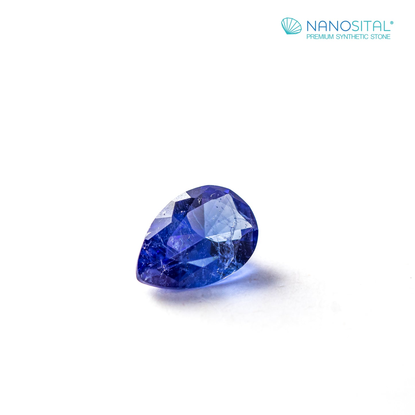 Nanosital #Z-597 Blue Sapphire with inclusions Pear 10*7 mm