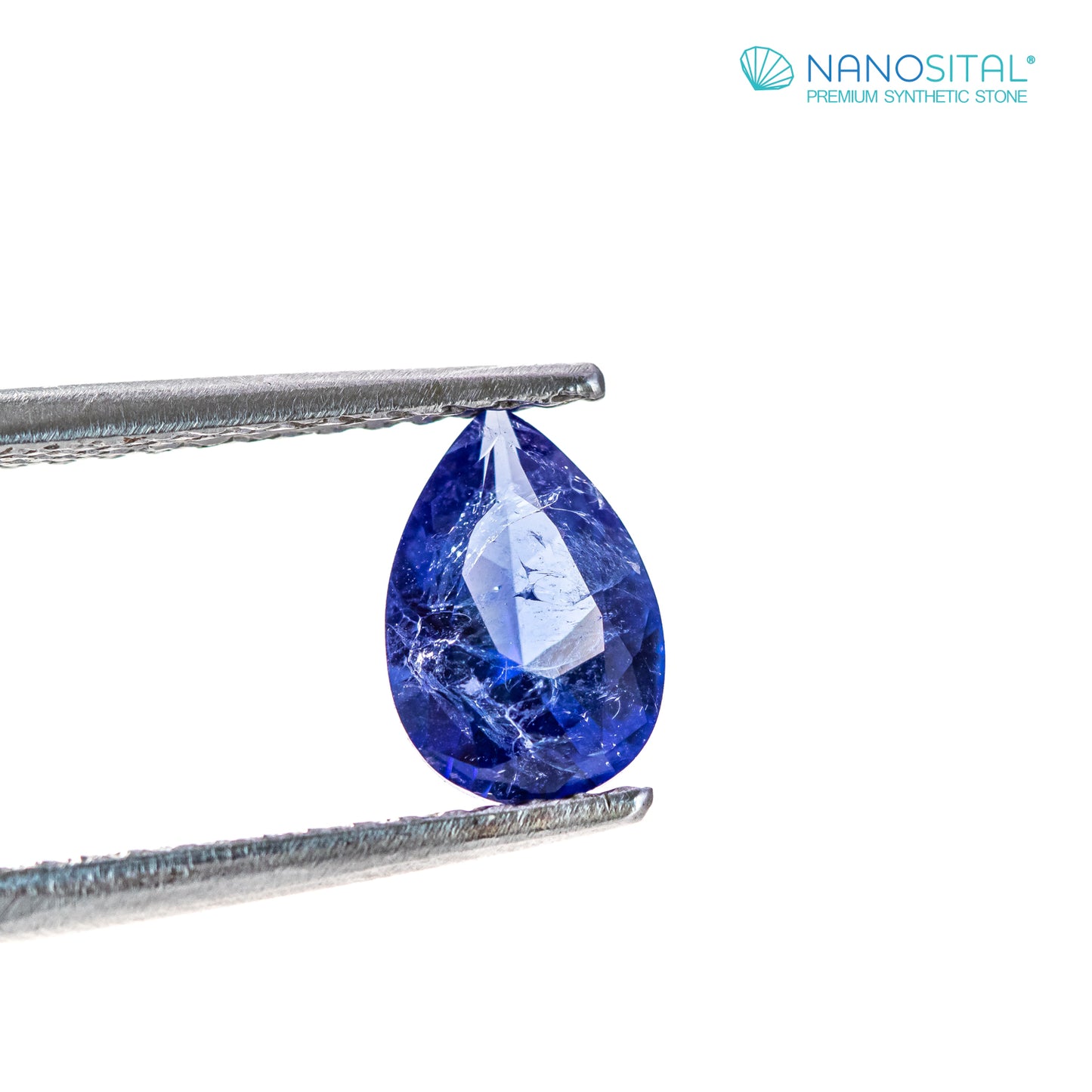 Nanosital #Z-597 Blue Sapphire with inclusions Pear 10*7 mm