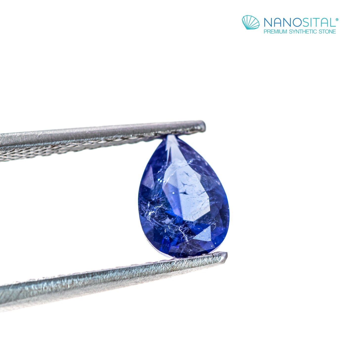 Nanosital #Z-597 Blue Sapphire with inclusions Pear 10*7 mm
