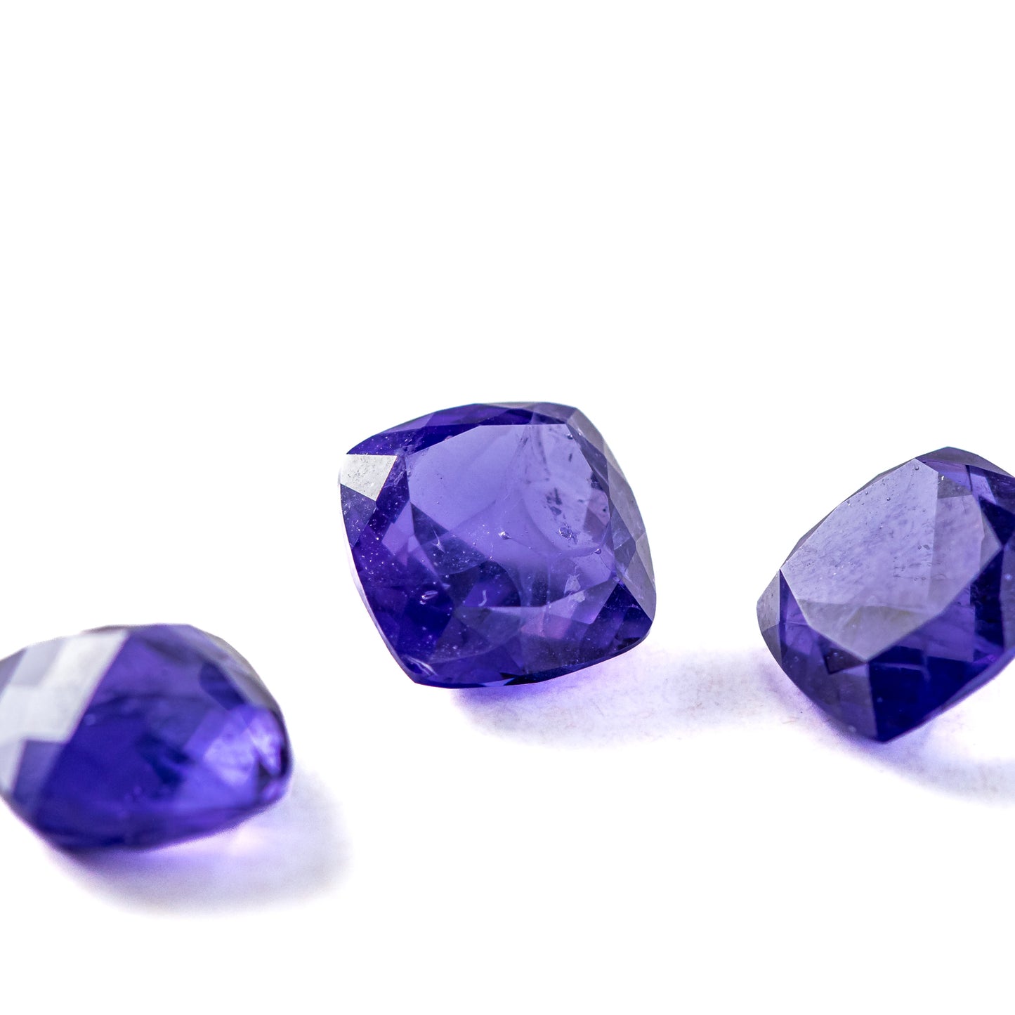 Nanosital #Z-124 Tanzanite with inclusions Cushion 10*10 mm, 8*8 mm