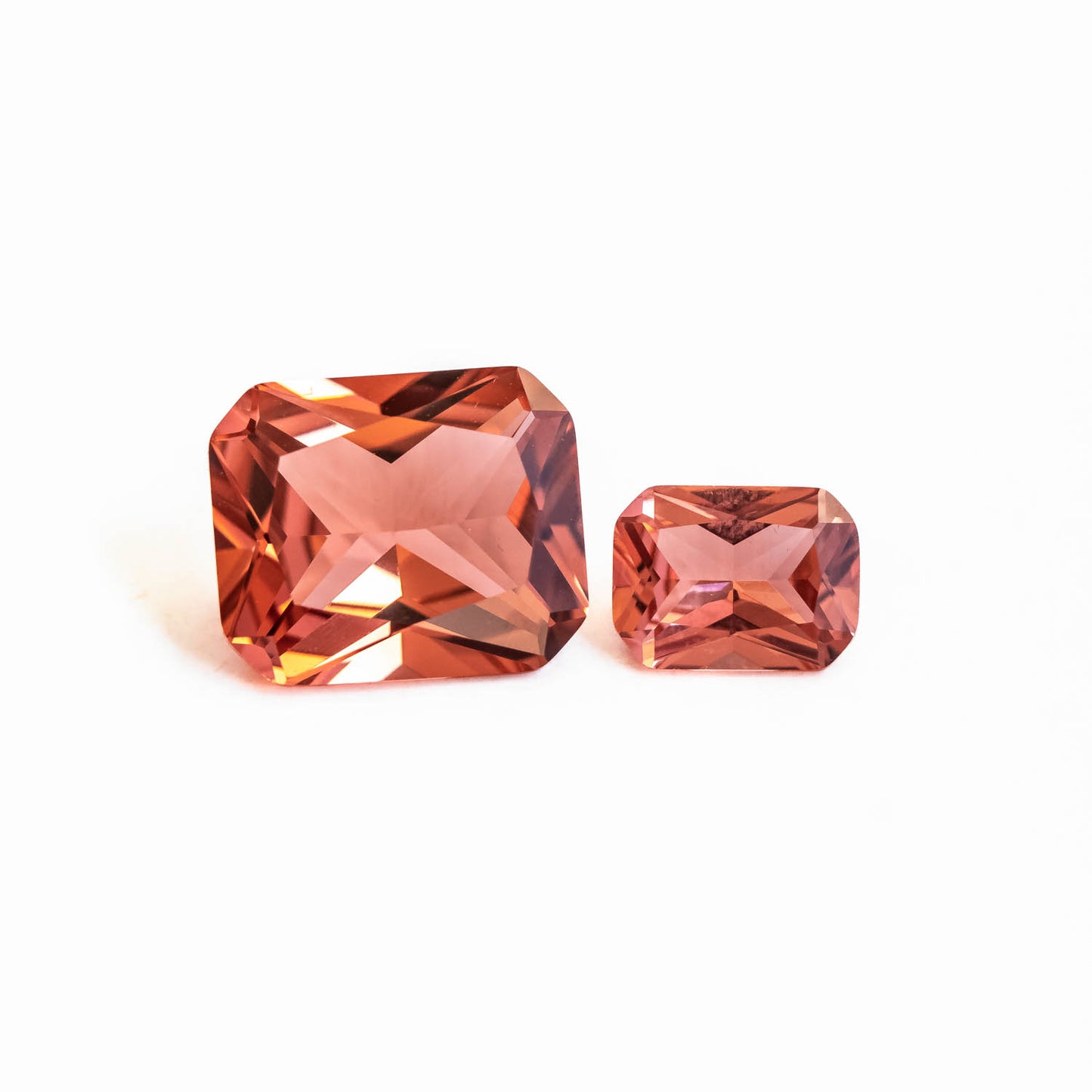 Nanosital #E-96 Padparadscha Octagon 12*10 mm, 8*6 mm