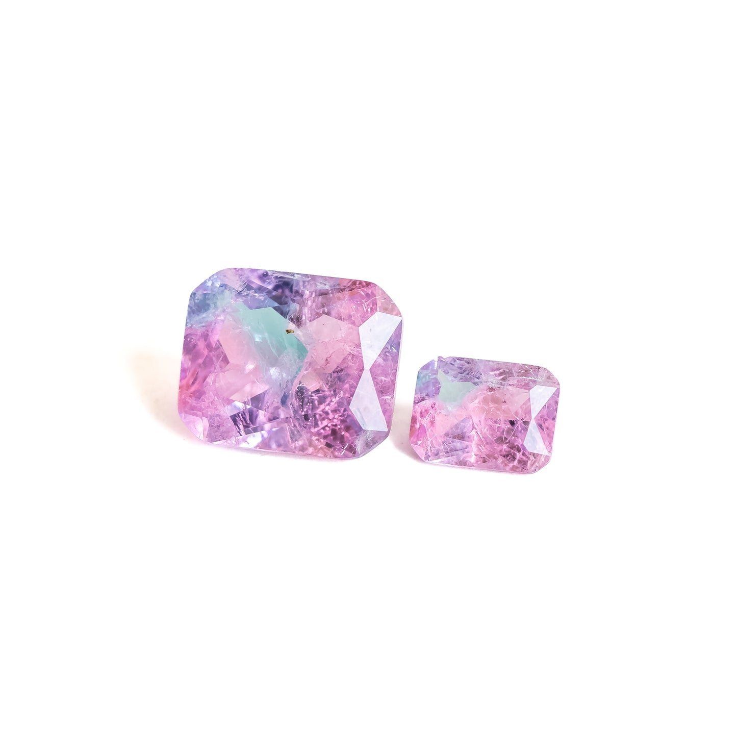 Nanosital #A-3674+A-7309 Pink-Blue Mélange Octagon 12*10 mm, 8*6 mm