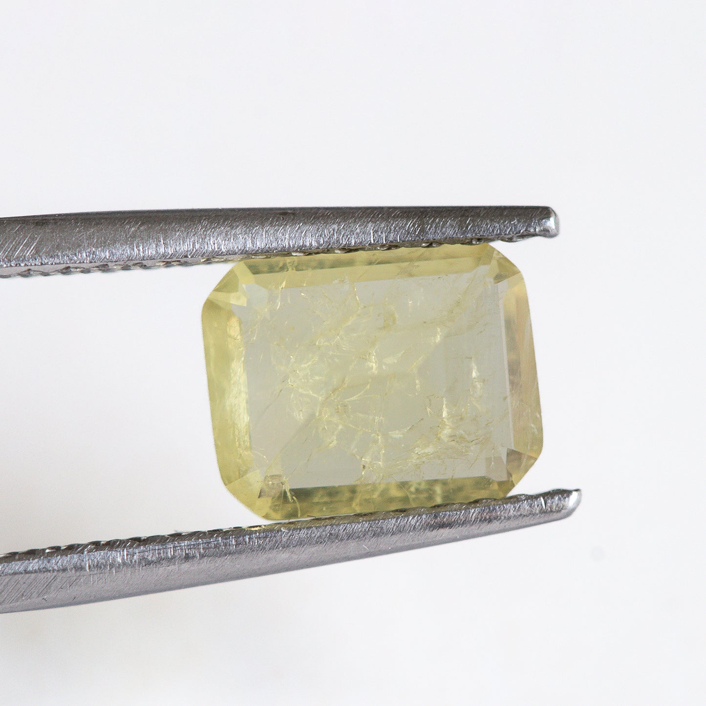 Nanosital #Z-7607 Light Yellow Sapphire with inclusions Octagon 10*8 mm