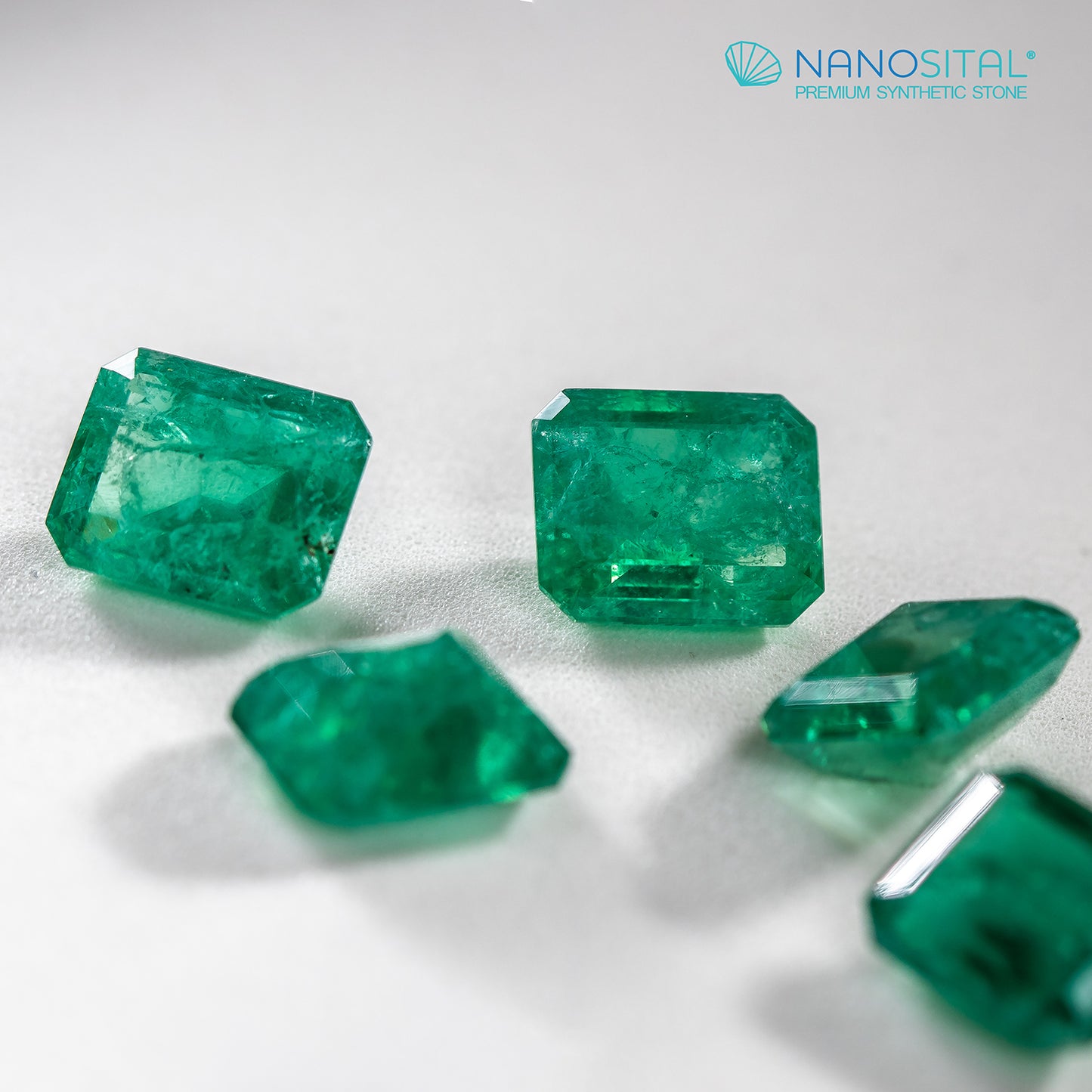 Nanosital #Z-22  Emerald with inclusions Octagon 14*12 mm 12*10 mm