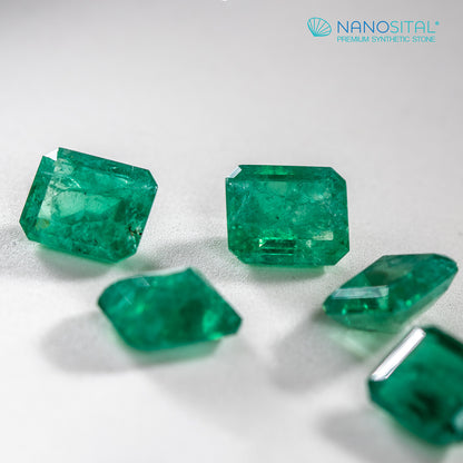 Nanosital #Z-22  Emerald with inclusions Octagon 14*12 mm 12*10 mm