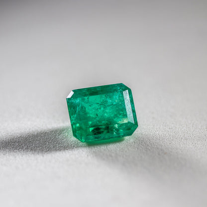 Nanosital #Z-22  Emerald with inclusions Octagon 14*12 mm 12*10 mm
