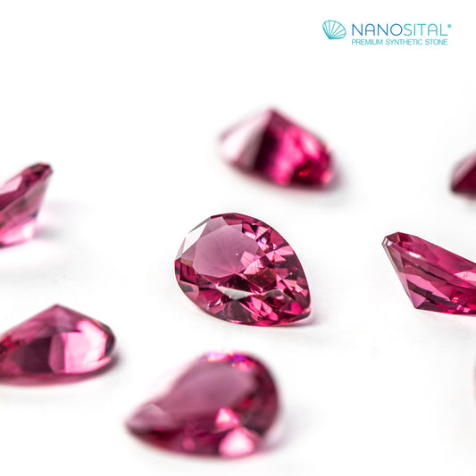 Nanosital #Z-R4 Rubellite with inclusions Pear 10*7 mm