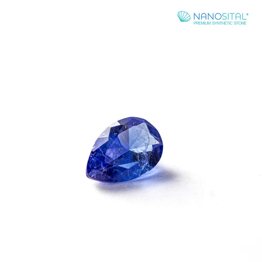 Nanosital #Z-597 Blue Sapphire with inclusions Pear 10*7 mm