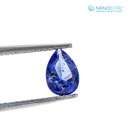 Nanosital #Z-597 Blue Sapphire with inclusions Pear 10*7 mm
