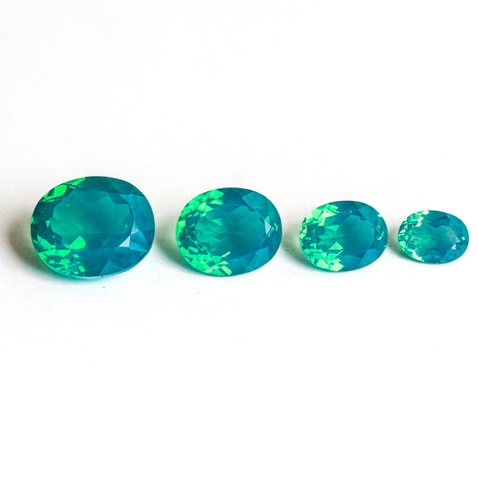 Nanosital #C-204/2 Green Opal Oval 14*12 mm, 12*10 mm,  10*8 mm, 8*6 mm