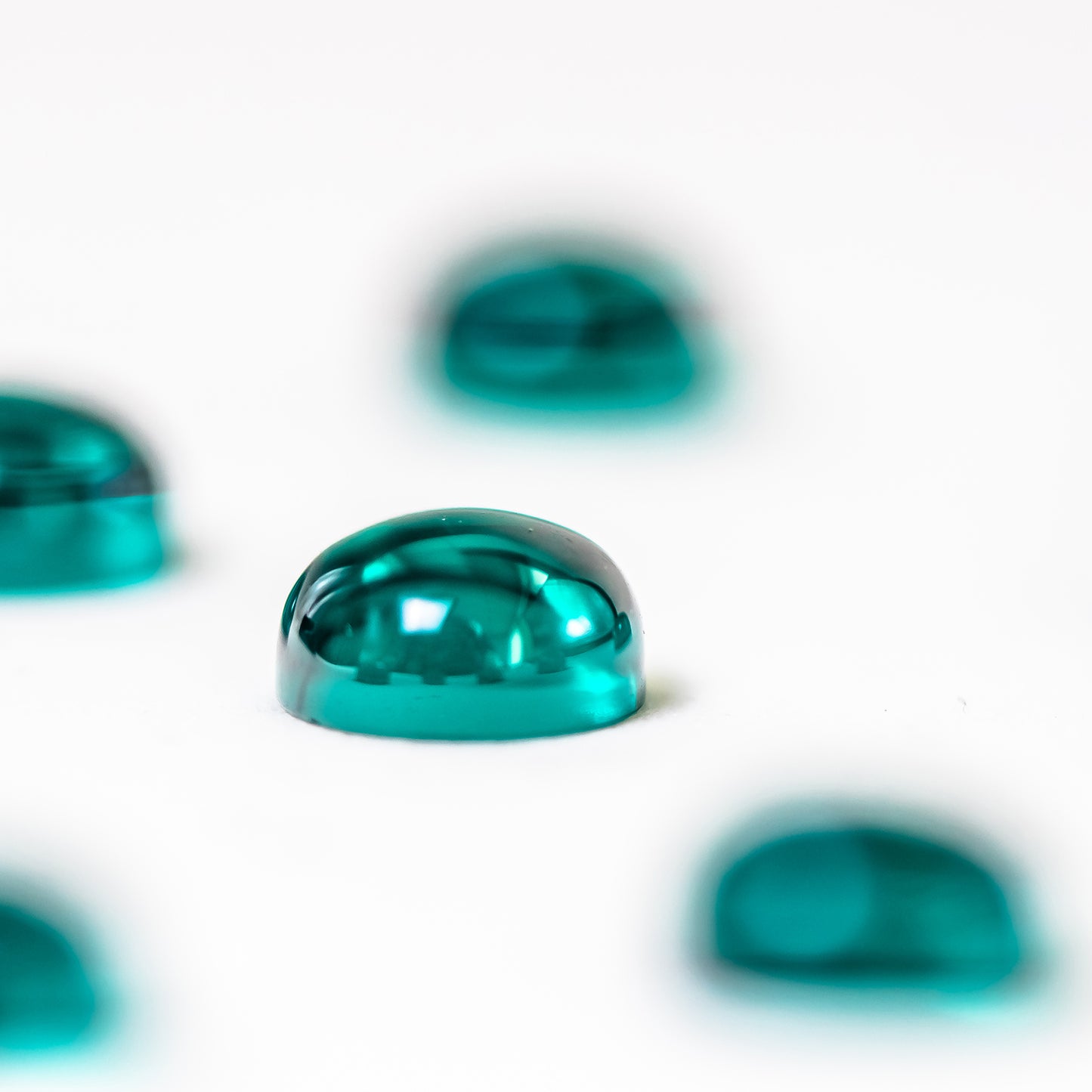 Nanosital #C-210 Arctic Green Dark Round cabochon 8 mm, 8.5 mm