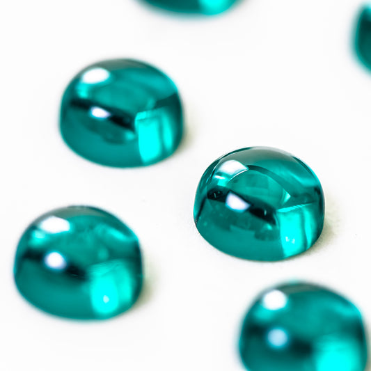 Nanosital #C-210 Arctic Green Dark Round cabochon 8 mm, 8.5 mm