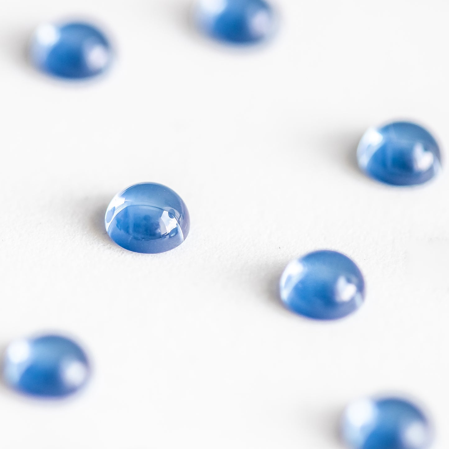 Nanosital #E-174/1 Chalcedony Blue Round Cabochon 8 mm, 6 mm , 5 mm