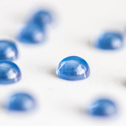 Nanosital #E-174/1 Chalcedony Blue Round Cabochon 8 mm, 6 mm , 5 mm