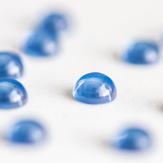 Nanosital #E-174/1 Chalcedony Blue Round Cabochon 8 mm, 6 mm , 5 mm